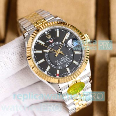 N Factory Rolex Sky-dweller 42 mm 904L Two Tone Black Replica Watch